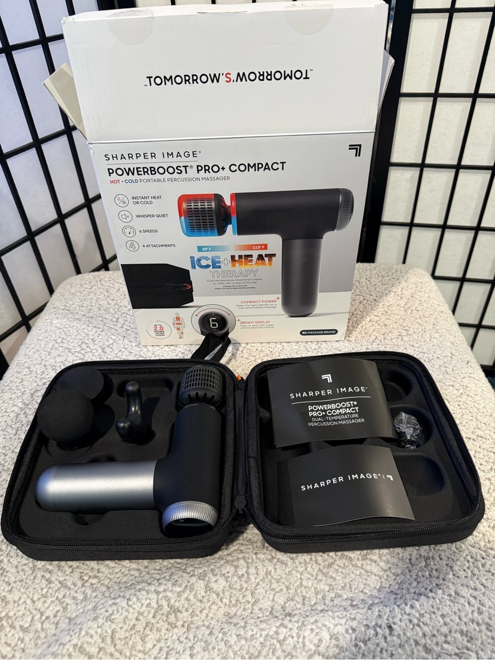Sharper Image PowerBoost Pro+ Compact Percussion Massager - Black & Silver